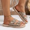 2024 Summer Women's Slippers Fashion Two Buckle Lightweight Flats Slides Slippers Flip Flops Morden Sandals 37-43
