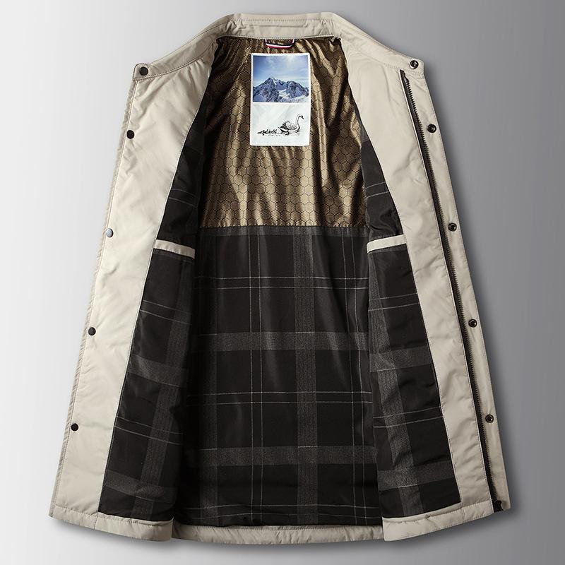 Осенне-зимняя куртка из белого гусиного пуха для людей среднего возраста и молодежи, терморубашка, повседневная легкая мужская куртка-пуховик