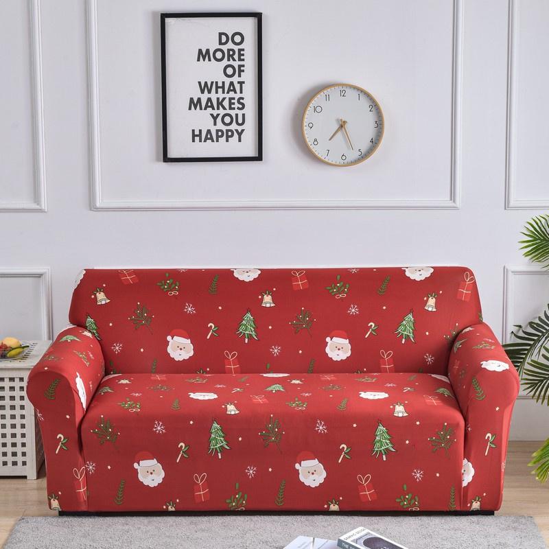 Рождественские эластичные чехлы для дивана для гостиной Funda Sofa Чехол для дивана Защитник для кресла Универсальные накидки на диван Рождественский домашний декор