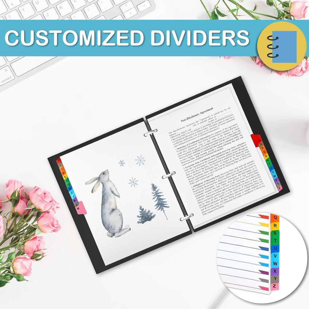 Alphabet Binder Dividers for 3 Ring Binder, COIDEA A-Z Dividers for 3 Ring Binder, Multicolor A-Z Binder Dividers with izable Table of Contents Page,