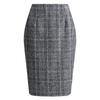 High-Waisted Women's Plaid Pencil Skirt - Knee-Length Wool Skirt for Autumn and Winter