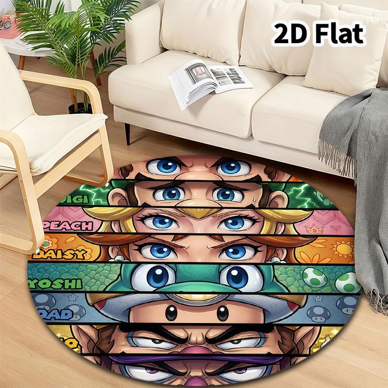 Super Mario Round Area Rug Carpet Rug For Living Room Bedroom Sofa Playroom Decor Nonslip Floor Mat