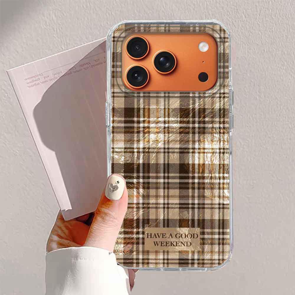 Чехол для телефона зимнего коричневого цвета с сетчатым рисунком для iPhone 17 Air 16 15 14 13 11 12 Pro Max 7 8 Plus X XS XR SE 2022 2020 16e.