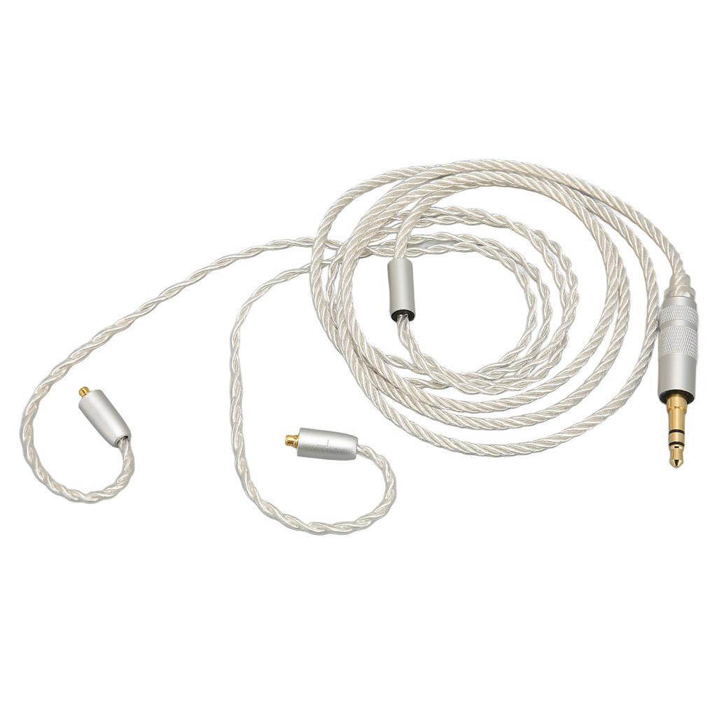 Replacement Earphone Cable Silver Plated Copper HiFi 4 Core MMCX To 3.5mm Sound Jack 3.9ft Upgrade