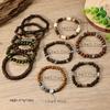 European & American Retro Tree of Life Coconut Shell Multi-layer Bracelet Set: 10 Handmade Elastic Cord and Wood Bead Pieces