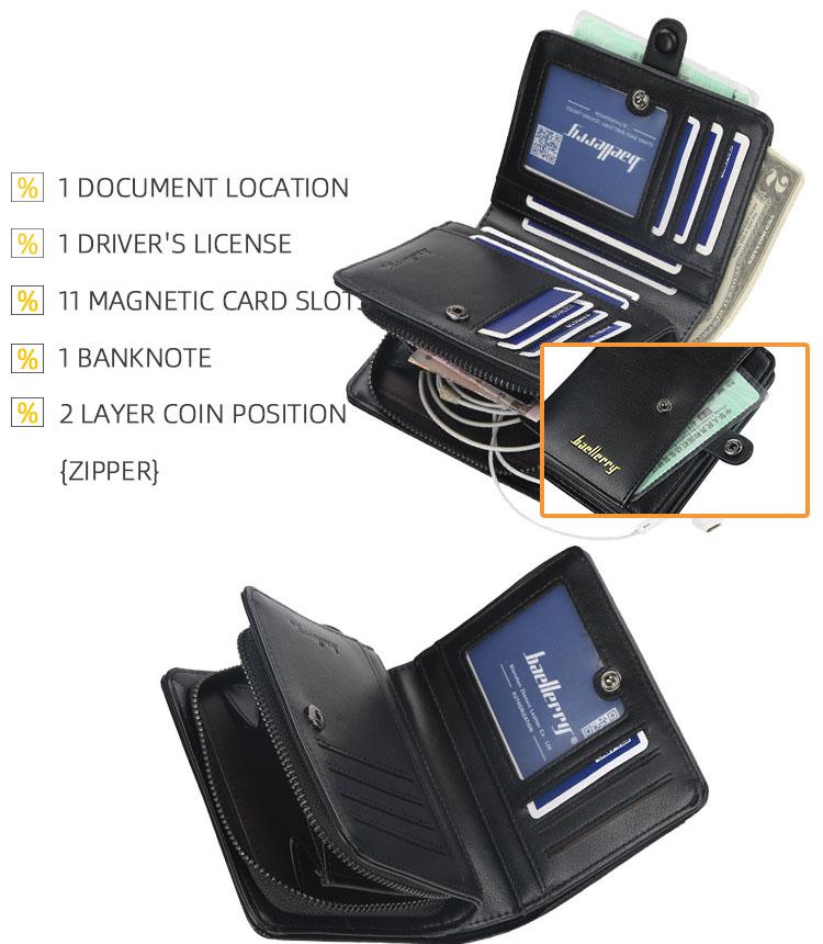 Mens Fashion Hasp Card Holder Pu Leather Zipper Coin Purse Multi-card Driver's License Wallet Birthday Gift for Boyfriend Husband