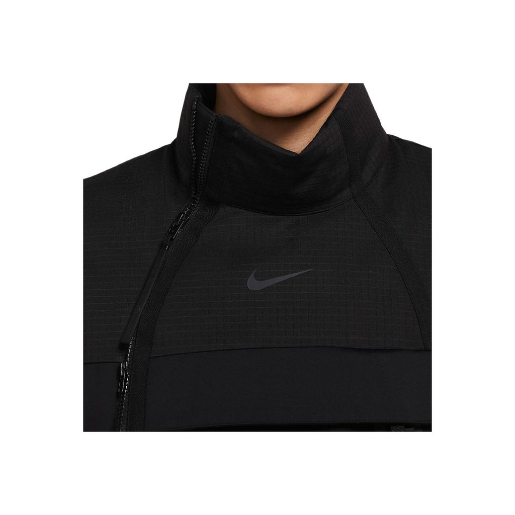 Nike Solid Color Casual Asymmetric Zipper Logo Print Stand Collar Vest Men Vests Black CZ9265-010