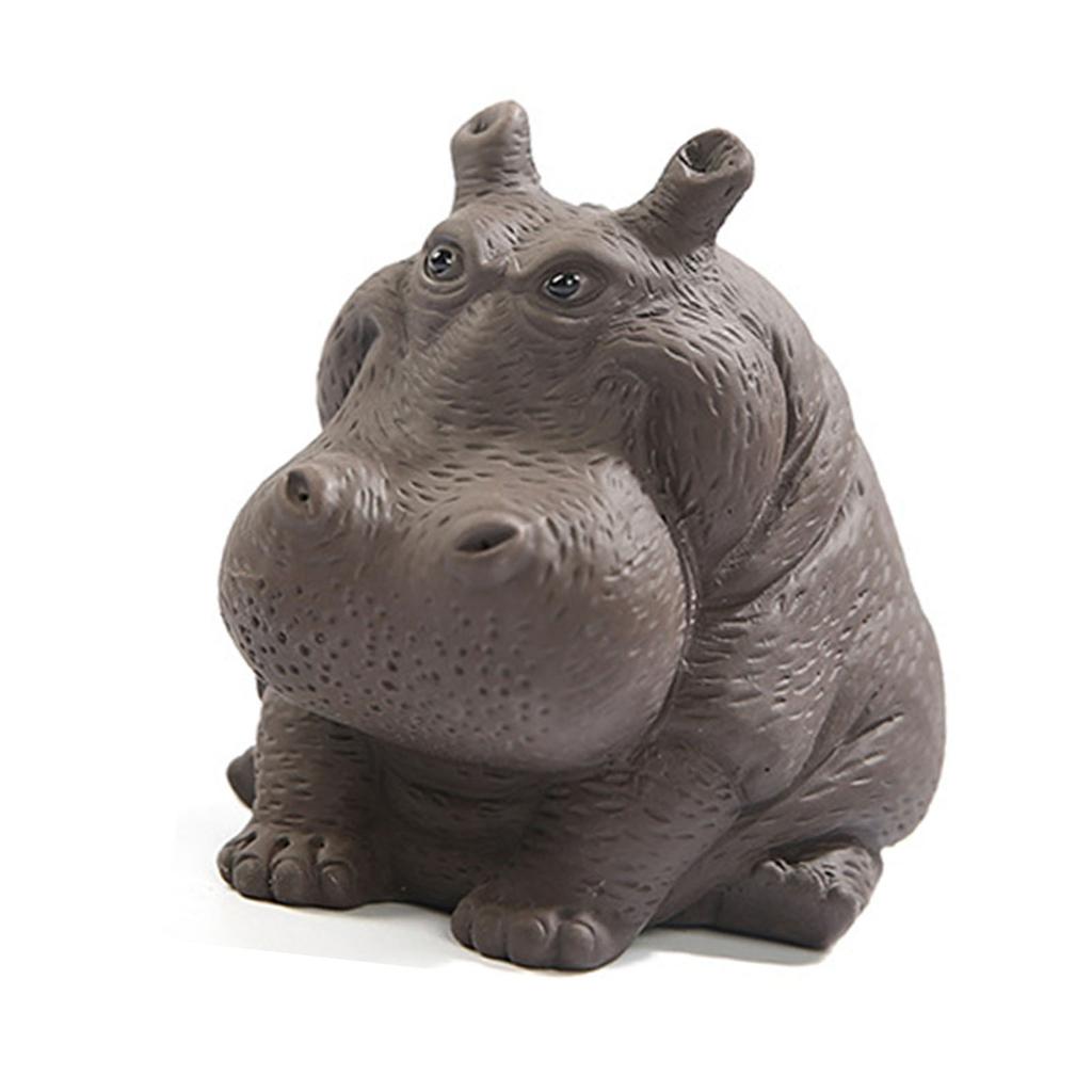 Фигурка бегемота из фиолетовой глины, керамическая скульптура чайного питомца, статуэтка бегемота, настольное украшение для чайного набора, аксессуары для дома, чай