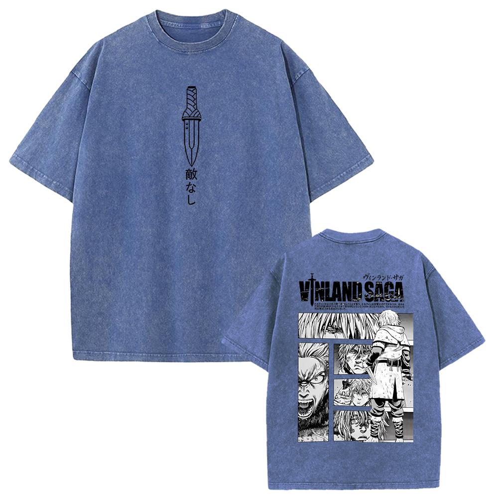 VINLAND SAGA Манга Графическая Футболка Торфинн Винтажная Выстиранная Футболка Оверсайз Мужская Женская Одежда Летние Хлопковые Футболки с Коротким Рукавом