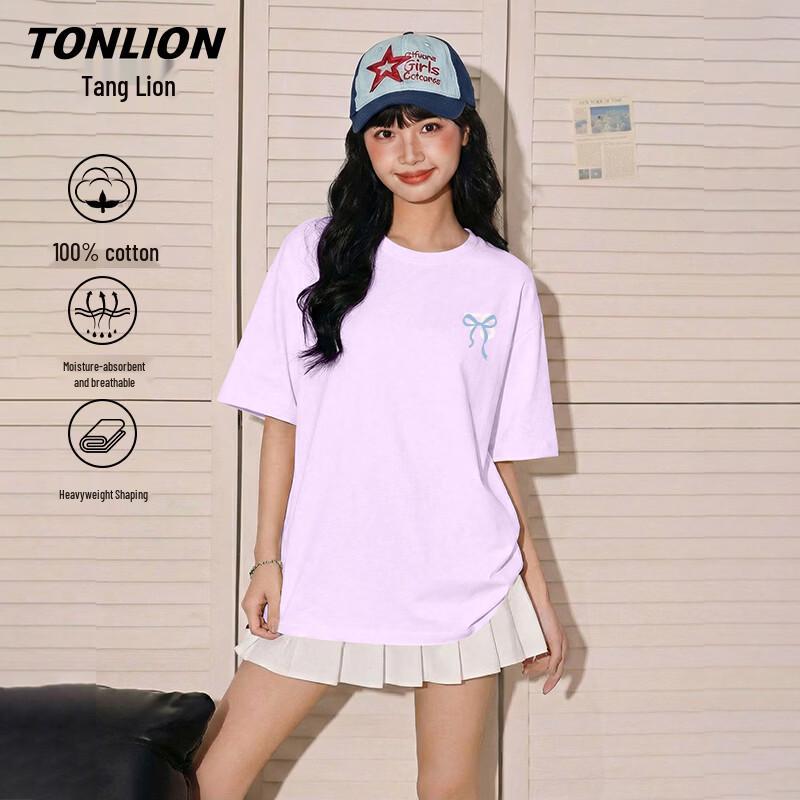 Женская хлопковая футболка с коротким рукавом TonLion