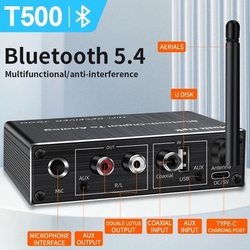 Bluetooth 5.4 Аудиоприемник 3D Стерео Коаксиальный ЦАП Конвертер USB U-Диск Воспроизведение 6.5мм Микрофон Караоке Беспроводной Адаптер Для Автомобильной Колонки