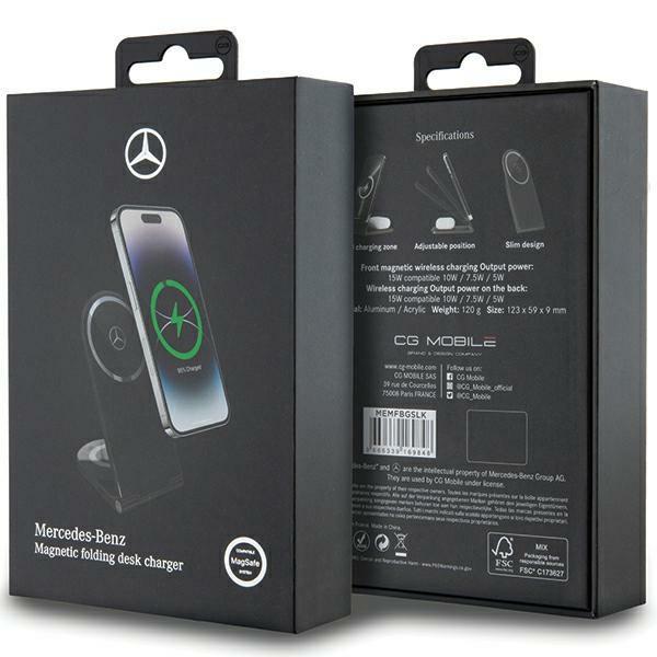 Ładowarka indukcyjna 15W Mercedes 2w1 MagSafe Czarna