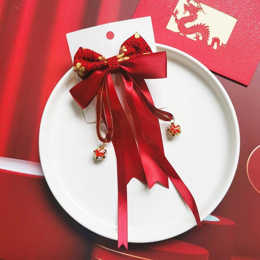 Plush Hair Grip Bowknot Chinese New Year Hairpins Bow Hair Hoop Hair Rope Kids Chinese Hair Clips