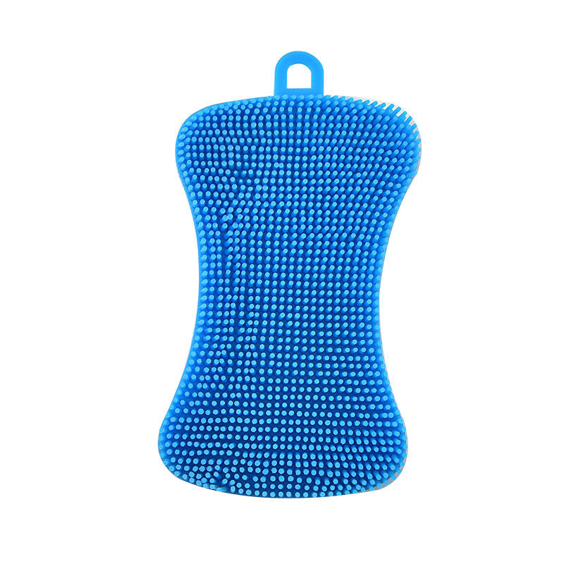 Double Sided Reusable Silicone Dishwashing Brush Flexible Soft Scrubber for Pots Pans Vegetables Fruit Cleaning Tool Sponge