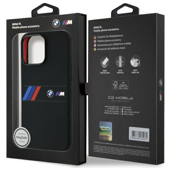 BMW Bmhmp16X23Saxk Iphone 16 Pro Max     6.9 Czarny/Black Hardcase Silicone Middle Stripe Magsafe
