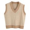 Women's Casual V-Neck Pullover Shirt Collision Color Sleeveless Sweater Vest