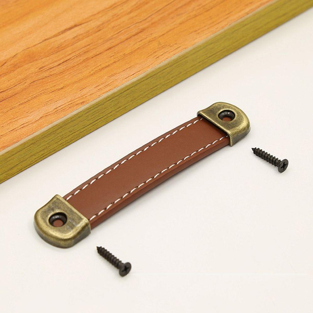Цинк Цинковый сплав Ручка для ящика с винтами Мебельные ручки Винтажная кожаная ручка Шкаф