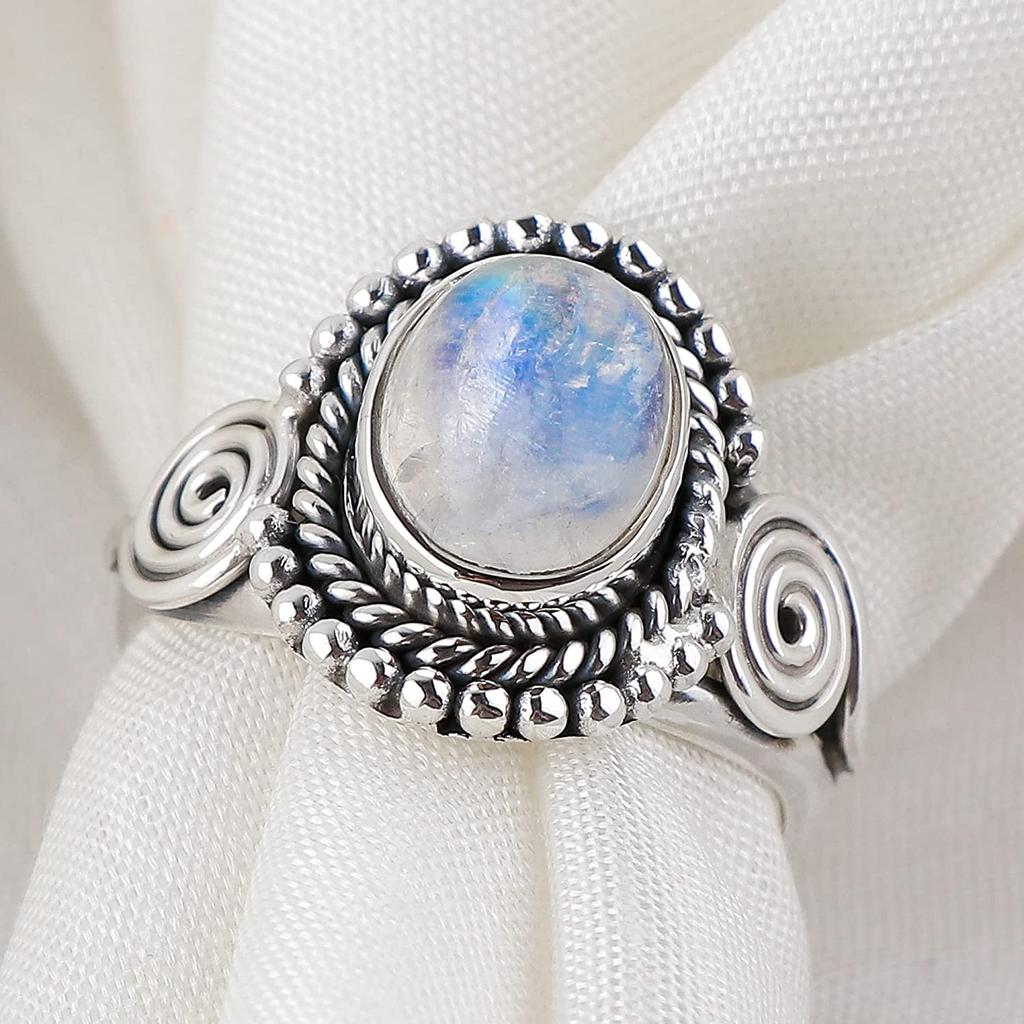 Moonstone Gemstone Handmade Designer Ring, Women Gift Ring, Unique Ring, Bohemian Ring, 925 Silver Jewelry