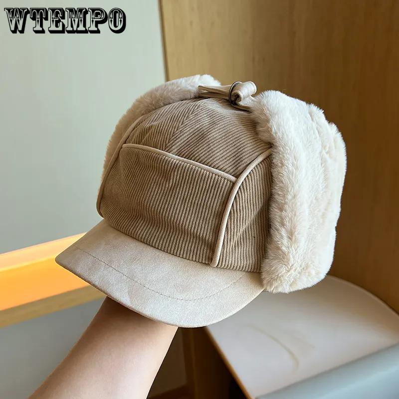 WTEMPO Мужские ветрозащитные, холодостойкие, теплые шапки-бомберы, велосипедные, лыжные, плюшевые из искусственного меха, унисекс, с защитой ушей для мужчин для осени и зимы, для улицы