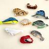 Заколки для волос «Морская серия»: Ацетатные заколки в виде парусника, осьминога, черепахи, кита и акулы для стильных причесок.