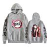 Anime Demon Slayer Nezuko Printed Adult Men's Plus Velvet Hooded Sweatshirt Couple Style Autumn and Winter Long Sleeve Pullover