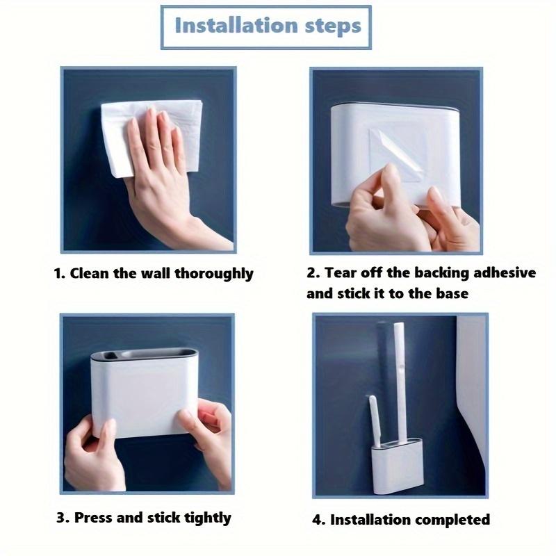 Силиконовая туалетная щетка с настенным контейнером для хранения - Плоская конструкция головки, Подходит для уборки ванной комнаты и кухни, Прочный силиконовый материал