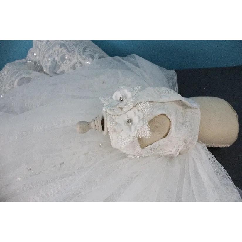 Fine Sequin Embroidery Pet Dog Clothes Luxury Handmade White Lace Long Tail Princess Dresses For Small Medium Dog Puppy Skirts