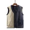 Large Size Lamb Velvet Vest Men's Loose Thermal Vest Plus Velvet Thickened Silver Fox Velvet Vest