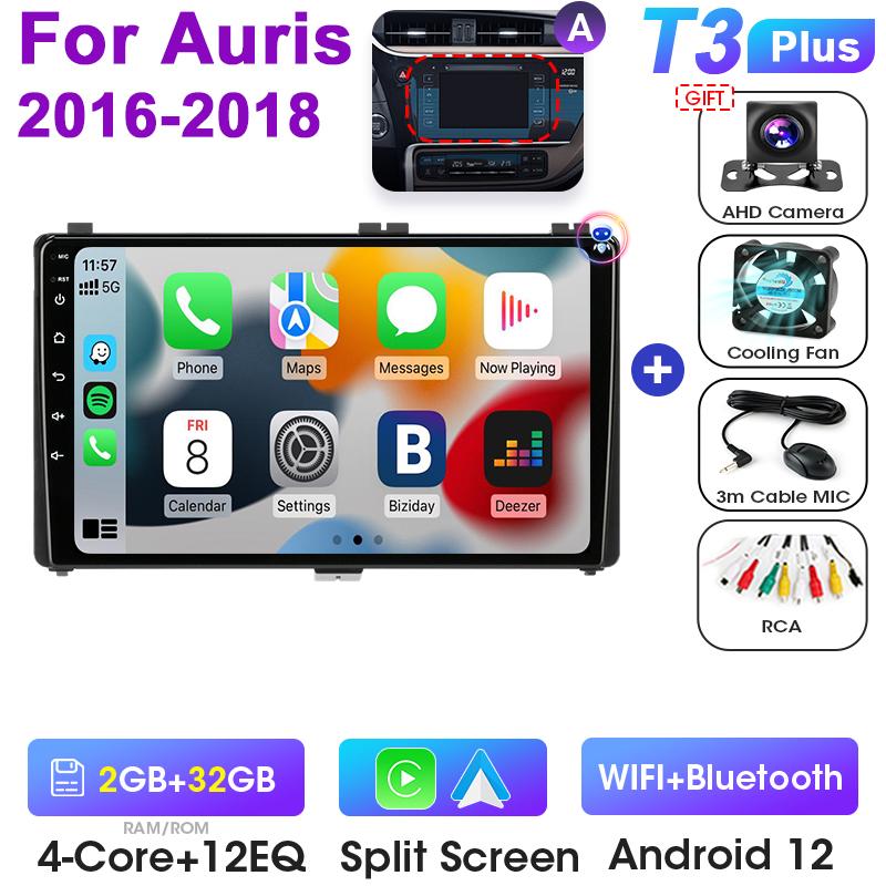 2 Din Android 12 автомобильное радио для Toyota Auris 2014 2015 2016 2017 2018 мультимедийный видеоплеер GPS 4G Carplay авто стерео DVD QLED