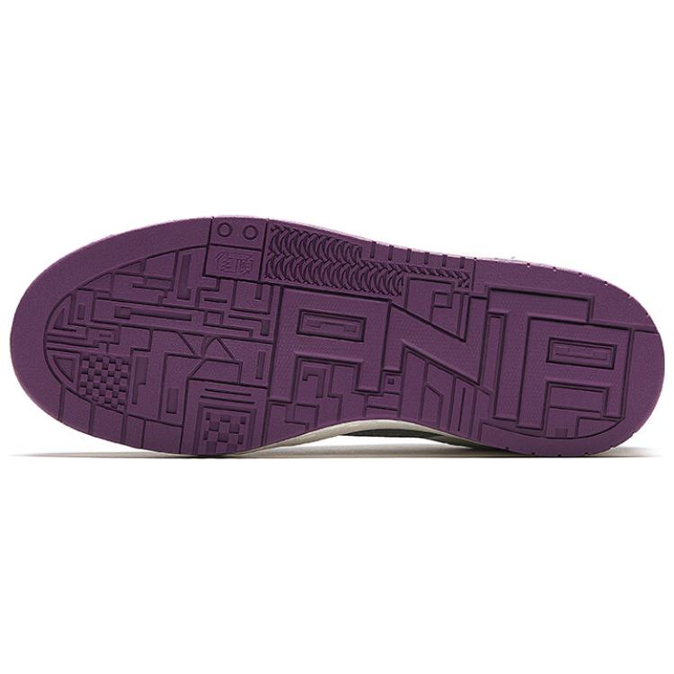 Anta Textile, Synthetic Leather, Split Suede Slip Resistant Abrasion Resistant Skateboard Shoes Women's Gray Purple 122418051-6