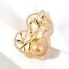 Simple National Style Gourd Bamboo Leaf Brooch Femininity Versatile Pearl Corsage Personality Niche Design Pin Accessories