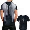 Cool Ladies Men's T-shirt  Angel Wings Cross 3D Print Short Sleeve Summer Casual Tops Oversized Fashion Breathable Clothing