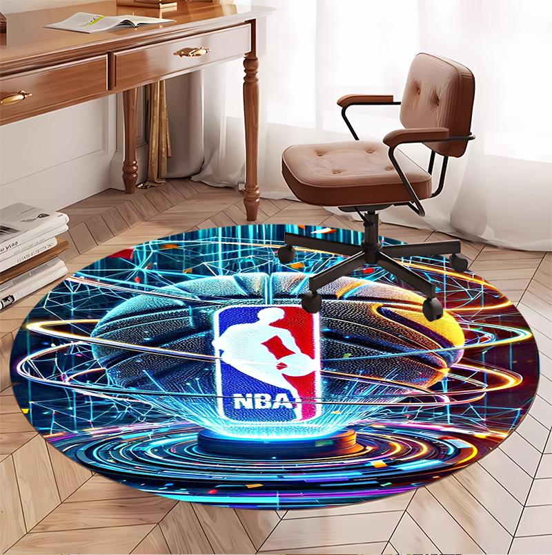 NBA Pattern Round Rug, Indoor/Outdoor Mat, for Picnic, Gameroom, Bedroom, Office, Living Room, Home Decor Carpet, Birthday Gift