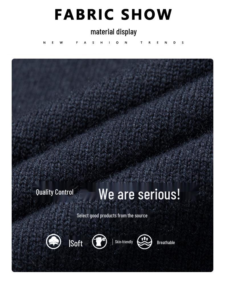Men's Pure Wool Lapel Sweater: New Style Solid Color Casual Knit Pullover