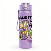 1PC Walk It Like A Text Art Print 750ml Color Plastic Sports Water Bottle Leakproof Flip Straw Lid Suitable for Sports Office Home Use