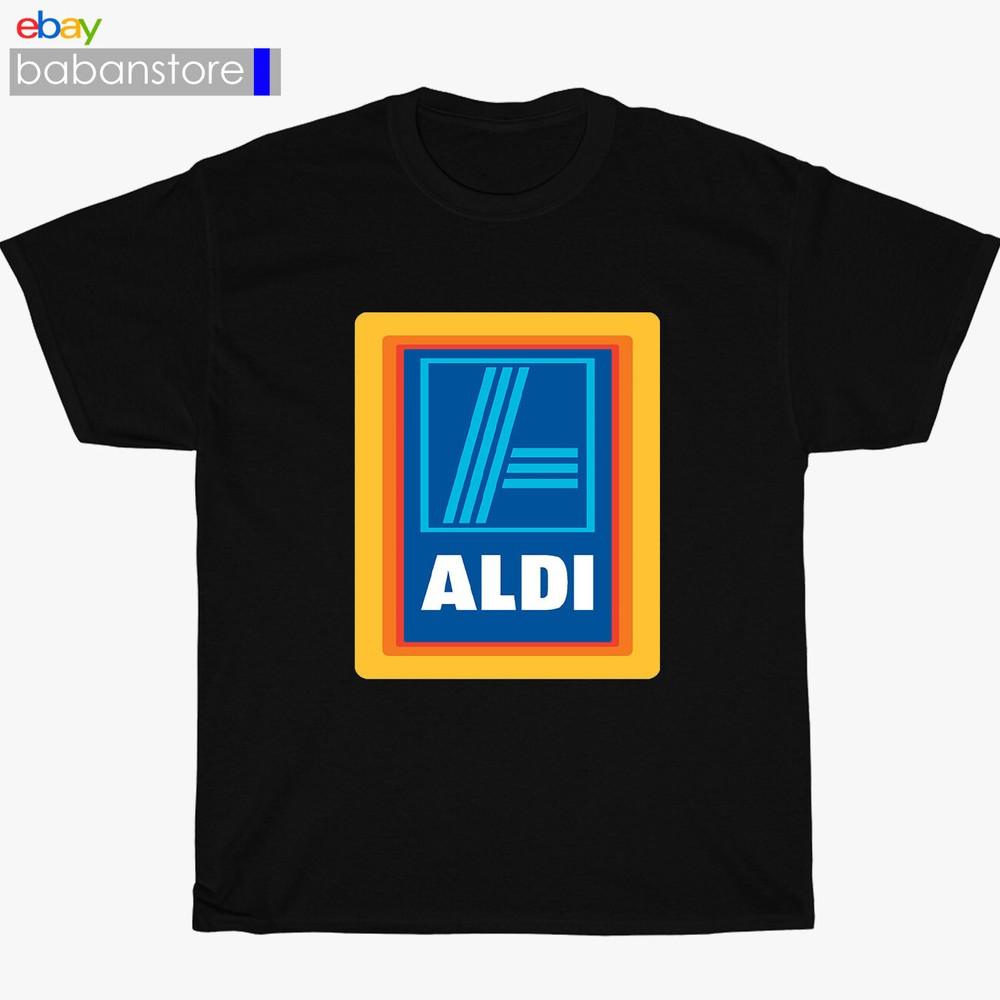 New ALDI Supermarket Grocery Store Logo Black/White/Gr<wbr/>ey/Navy TShirt Size S5XL Unisex T-Shirt