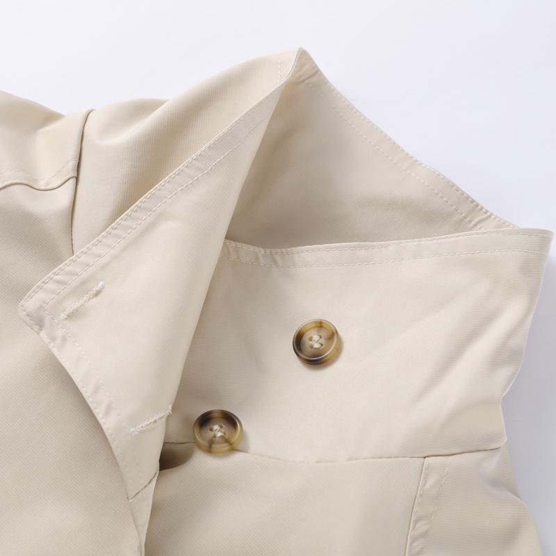 Короткий тренч на шнуровке со стойкой воротником, женский, с длинным рукавом, двубортный, тонкий приталенный жакет, ветровка для通勤, осенняя верхняя одежда 2025