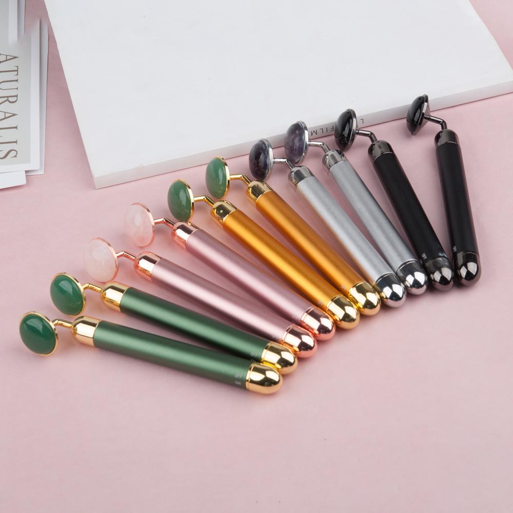 Массажер для лица Jade Roller, электрический, розовый кварц, вибрирующий, Beauty Bar, массаж лица, похудение, лифтинг, омолаживающий, средство для ухода за кожей
