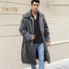 Мужское длинное пальто из искусственного меха с отворотом и длинным рукавом, ветрозащитное пальто с открытым передом, утолщенное теплое пальто из искусственного меха