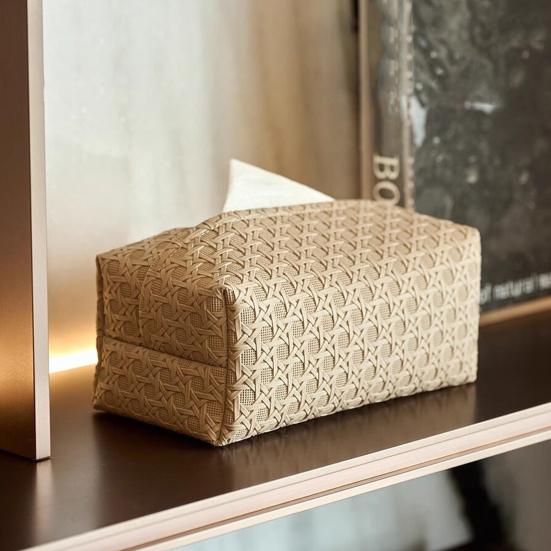 Yousheng Держатель для салфеток из искусственной кожи Легкий в уходе Ротанг Устойчивый к пятнам Чехол для салфеток Аксессуар для ванной комнаты