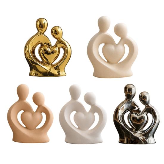 Керамическая статуэтка пары, обнимающаяся пара, романтическая скульптура влюбленных для годовщины свадьбы, Дня святого Валентина, декор полки для ТВ-стенки