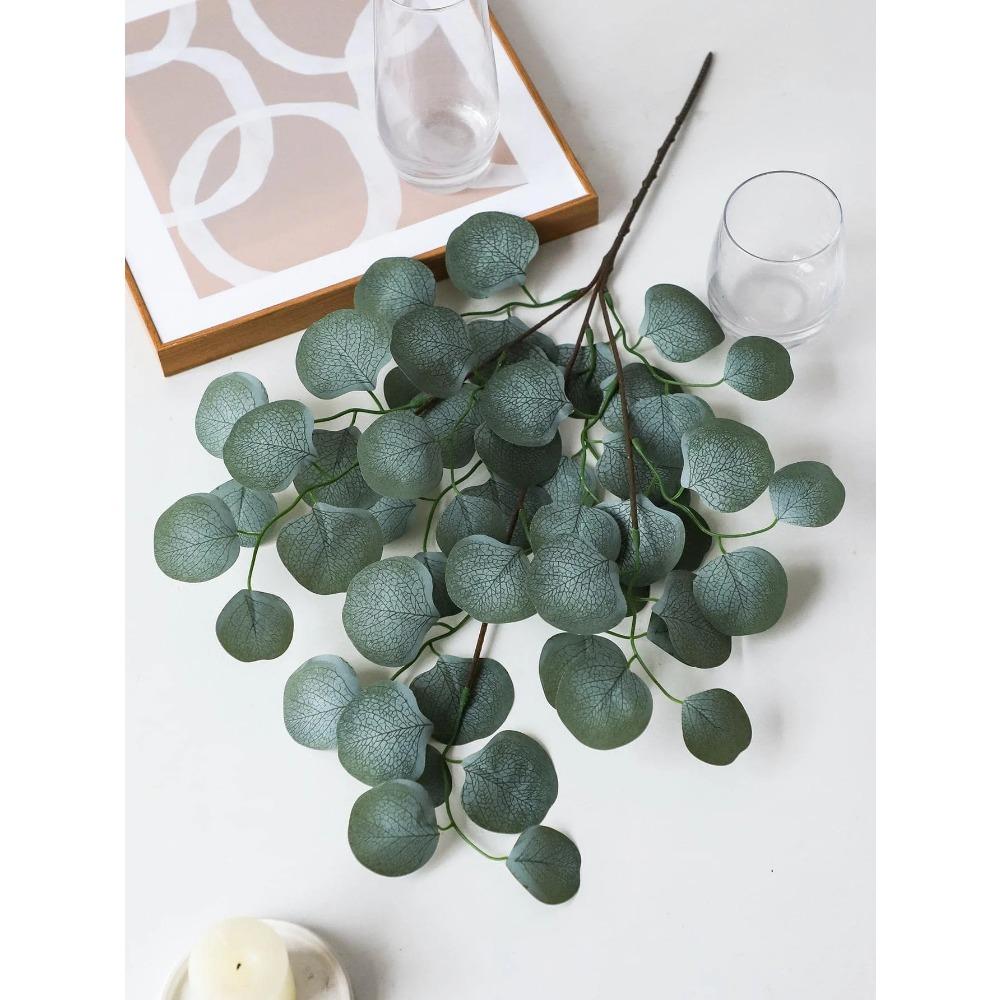 1pc Artificial Silver Dollar Eucalyptus Branches Green Faux Greenery Plants for Wedding Bouquets Holiday Decor Desk Garden Decor
