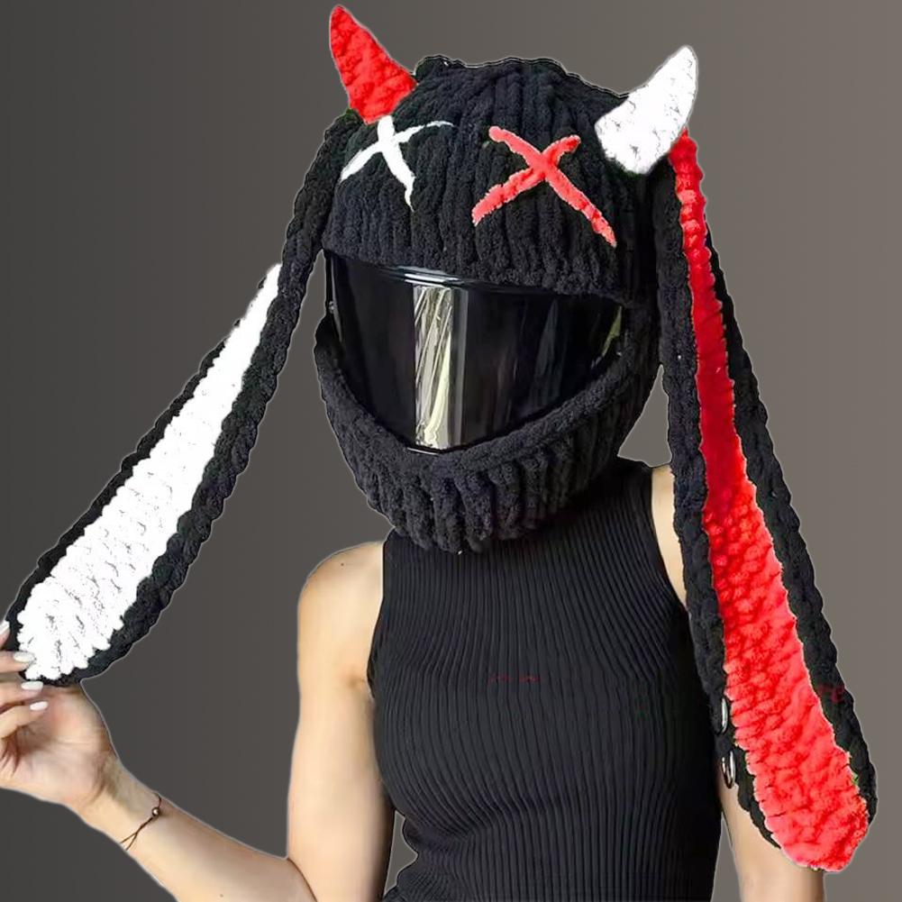 Универсальный плюшевый чехол для мотоциклетного шлема, плюшевые чехлы для шлема в виде полного кролика для рождественских подарков, украшение для мотоциклетного шлема, стайлинг