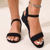 Мода Большой Размер 2025 Лето Босоножки Женские с Открытым Носком Уличные Сандалии на Танкетке с Ремешком на Пряжке Круглый Носок Туфли для Платья и Карьеры Zapatos Mujer