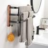 40cm-60cm Wood Bathroom Towel Rack Black/White Aluminum Towel Holder Wall Hanging Multi Pole Triple Towel Bar With Hook