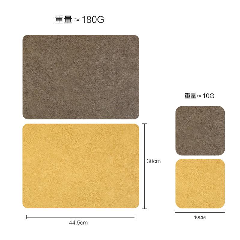Nordic style high temperature resistant leather placemat teacup mat waterproof and oil-proof dining table mat western restaurant bowl mat coaster