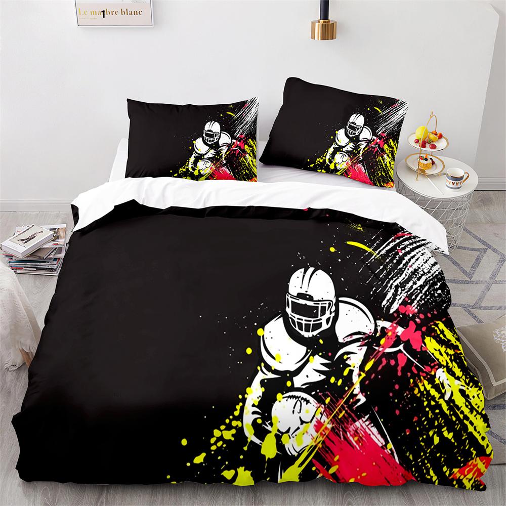 American Football Duvet Cover Set 3D Sports Rugby Player Comforter Cover Skull Football Player Polyester Bedding Set For Kid Boy