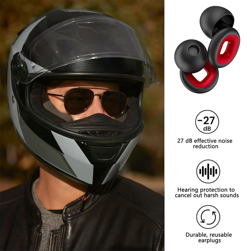Многоразовые мягкие силиконовые беруши для мотоциклистов и сна с шумоподавлением 27 дБ