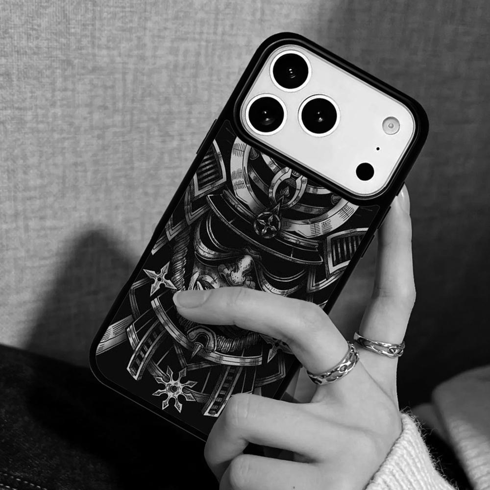 Чехол Case для iPhone 17 Air 16 Pro Max 15 Plus 11 13 Mini 14 12 Задняя крышка телефона Маска Самурая Шлем Воина