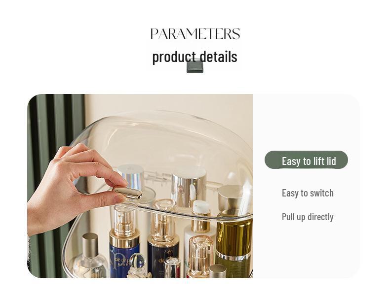 Dustproof Cosmetic Storage Box for Bathroom Counter: Lipstick & Skincare Organizer.
